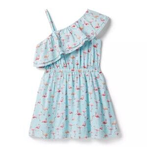 Janie and Jack cold shoulder flamingo print dress